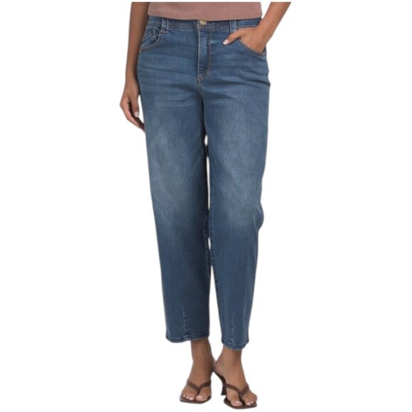 DEMOCRACY Ab Tech Sky Rise Barrel Leg Jeans With Dart Hem - Picture 1 of 2